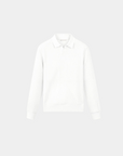 Old Money Ribbed Long Sleeve Polo Shirt - White