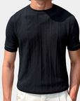 Old Money Striped Crew Neck T-Shirt - Black