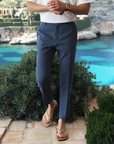 Tailored Comfort Linen Summer Trouser - Navy