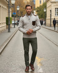 Renard Half-Zip Shoulder Detail Sweater - Beige