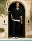 Pleated Relaxed Fit Smart Trousers - Black