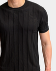 Old Money Striped Crew Neck T-Shirt - Black