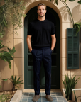 Old Money Striped Crew Neck T-Shirt - Black