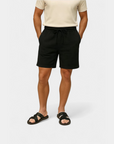 Old Money Natural Linen Drawstring Shorts - Black