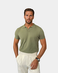 V-Collar Essential Polo Shirt - Green