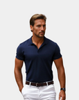 V-Collar Essential Polo Shirt - Navy