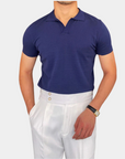 V-Collar Essential Polo Shirt - Navy