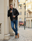 Renard Lightweight Bomber Jacket with High Collar - Black