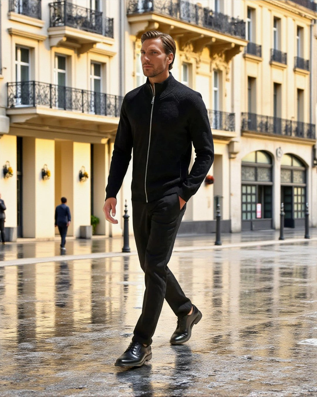 Santorini Zipper Vest Jacket - Black