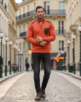 Renard Half-Zip Shoulder Detail Sweater - Orange