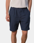 Old Money Natural Linen Drawstring Shorts - Navy