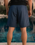 Old Money Natural Linen Drawstring Shorts - Navy