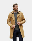 Montclair Tailored Water-Repellent Trench Coat - Khaki
