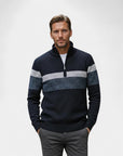 Renard Striped Half-Zip Knit Pullover