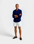 Premium Linen Resort Collar Shirt Set - Blue