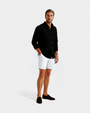 Premium Linen Resort Collar Shirt Set - Black