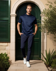 Mercerized Cotton T-Shirt – Dark Blue