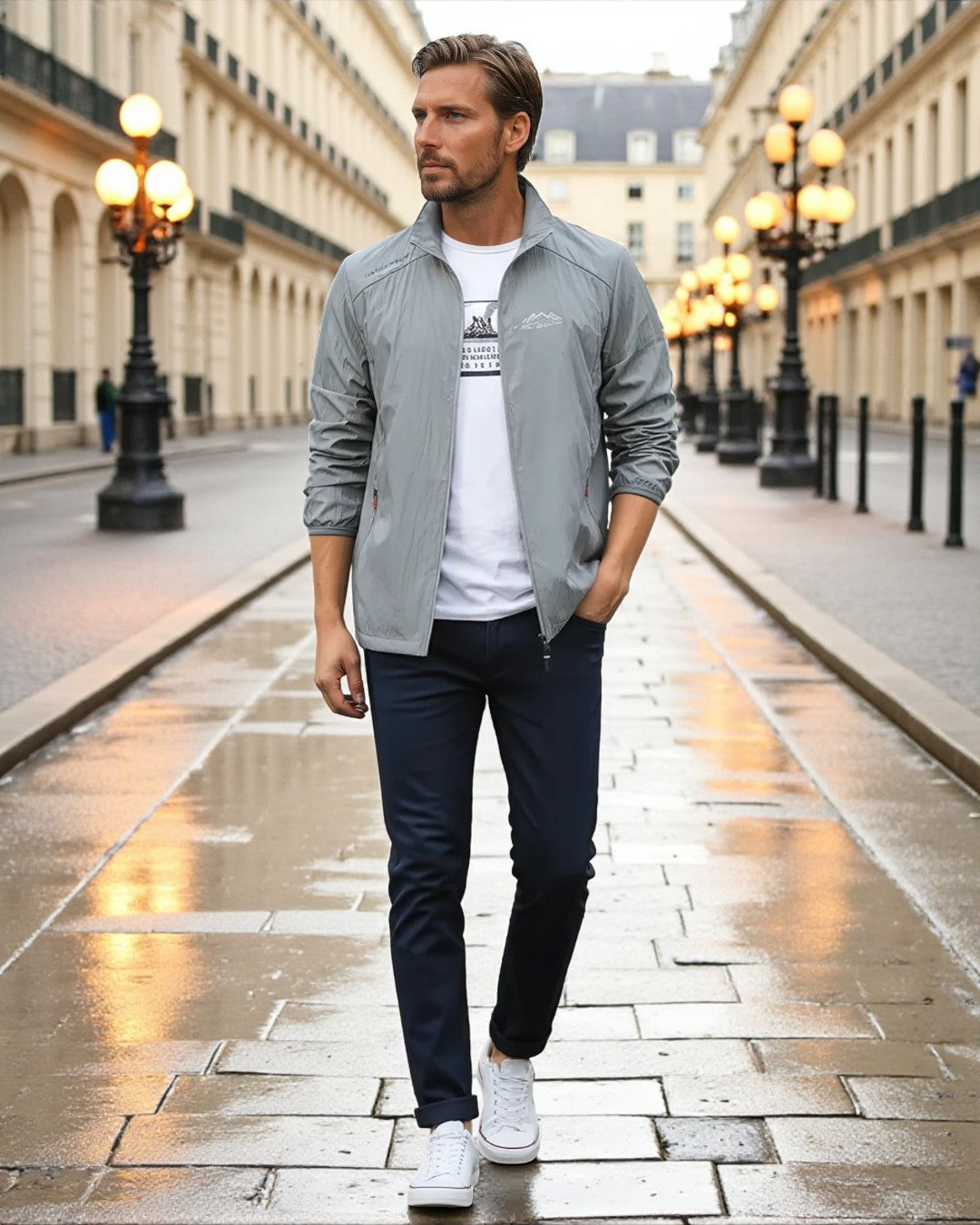 Niels Lightweight Quilted Nylon Summer Jacket - Gray