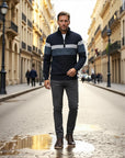 Renard Striped Half-Zip Knit Pullover