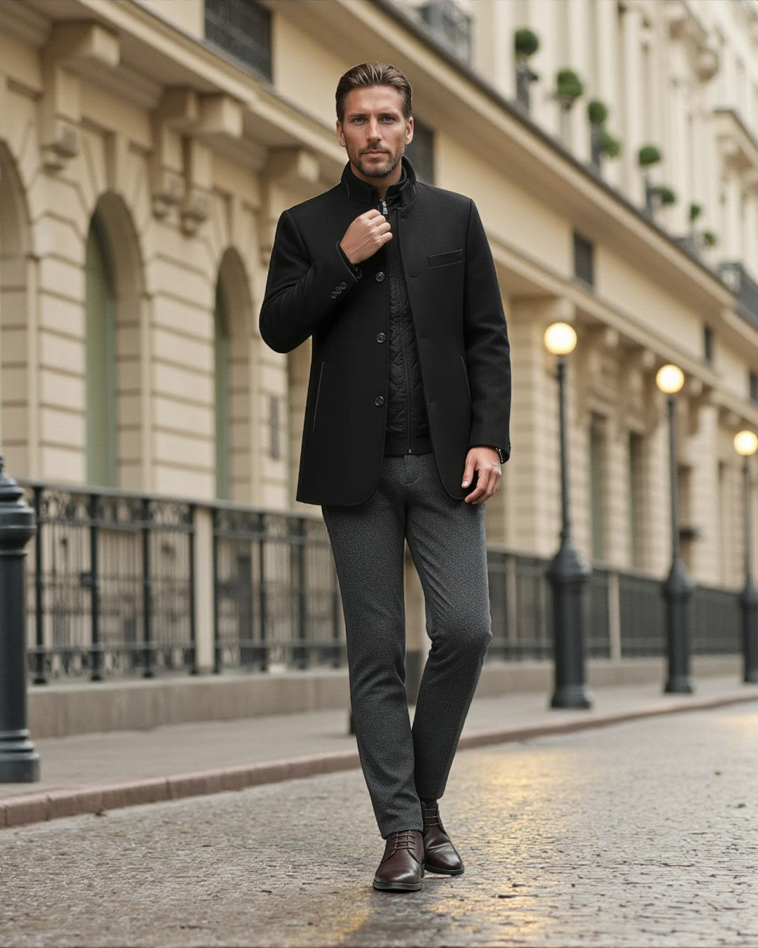 Tremblay Wool-Blend Tailored Blazer Jacket - Black