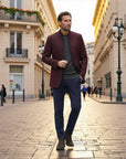 Tremblay Wool-Blend Tailored Blazer Jacket - Red