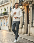 Chamberlain Wool Quarter Zip Polo - White