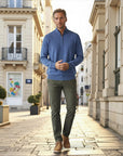 Chamberlain Wool Quarter Zip Polo - Blue