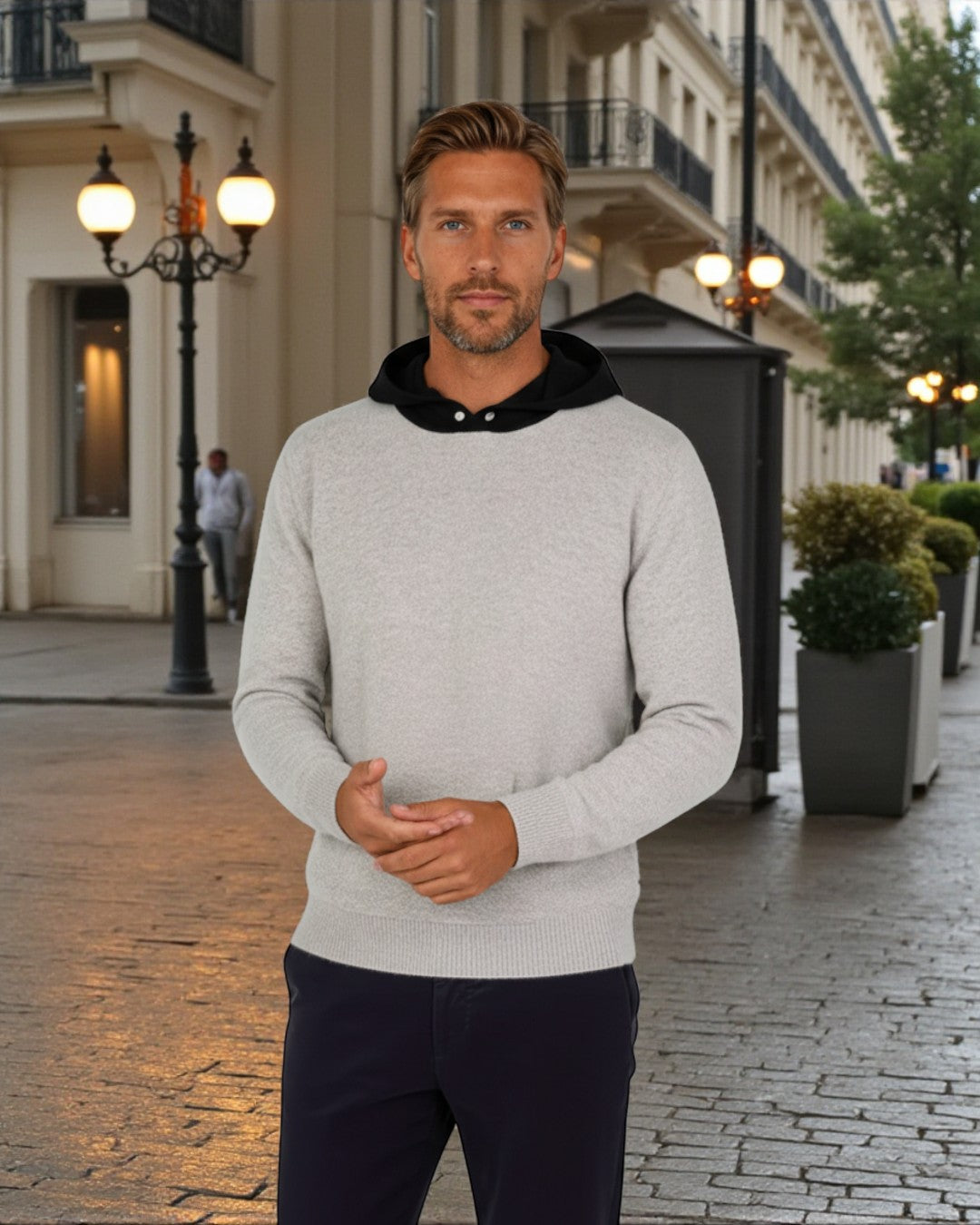 Vaudet Wool Pullover Hoodie for Men - Black