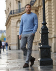 Luciénte Cable-Knit Wool Crewneck Sweater - Blue
