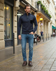 Renard Half-Zip Shoulder Detail Sweater - Blue