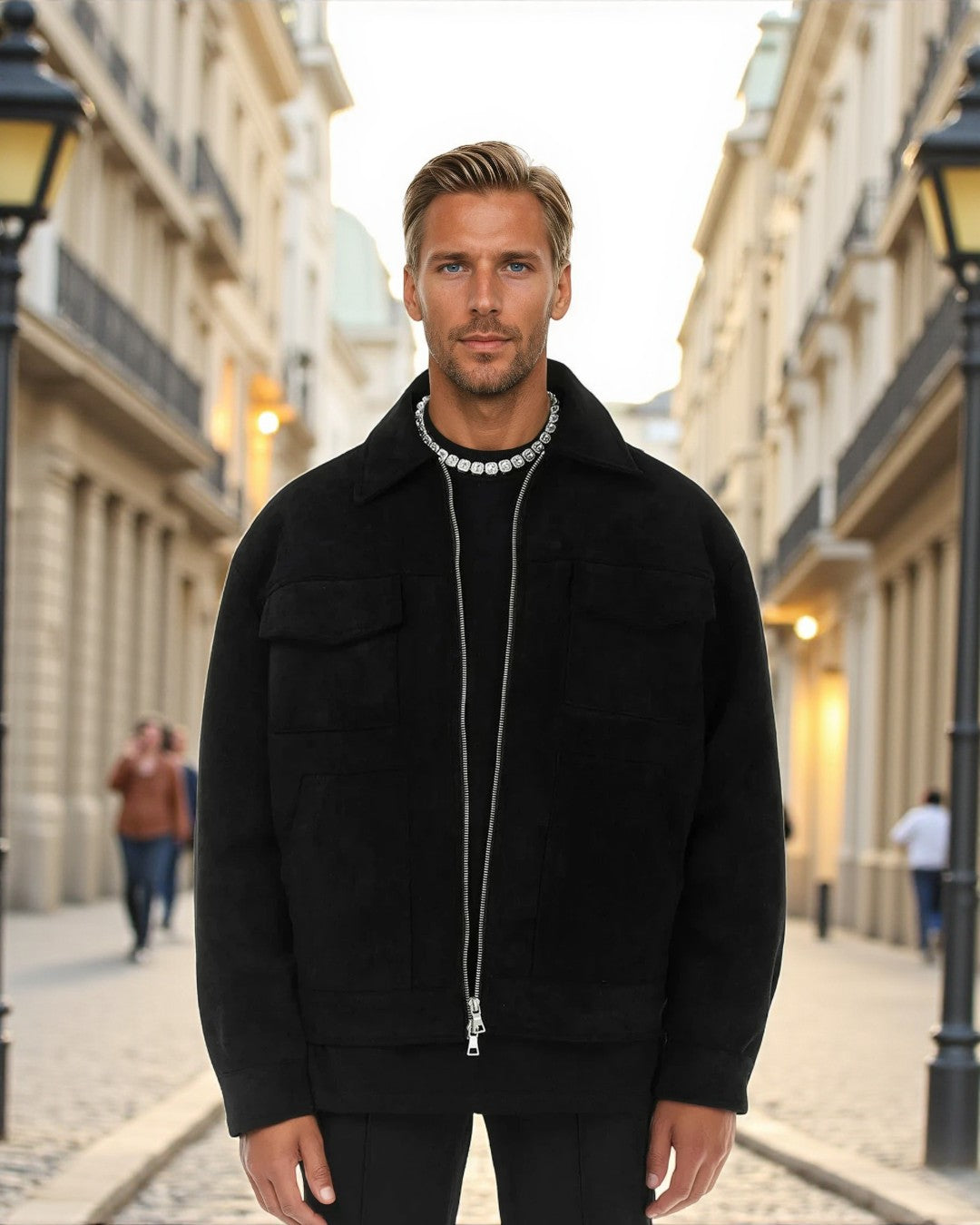 Renard Structured Zip Utility Jacket - Black