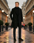 Regency Double-Breasted City Overcoat - Black