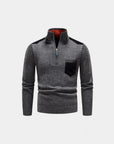 Renard Half-Zip Shoulder Detail Sweater - Gray