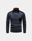 Renard Half-Zip Shoulder Detail Sweater - Blue