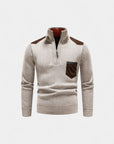 Renard Half-Zip Shoulder Detail Sweater - Beige