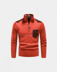 Renard Half-Zip Shoulder Detail Sweater - Orange