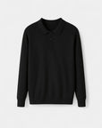 Cambridge Wool Polo Knit Sweater - Black