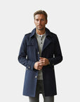 Montclair Tailored Water-Repellent Trench Coat - Navy