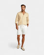 Premium Leinen Resort Kragen Shirt Set - Beige