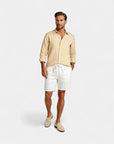 Premium Leinen Resort Kragen Shirt Set - Beige