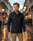 Heritage Linen-Blend Hunting Short Coat - Navy