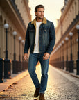 Valmont Winter-Weight Denim Jacket - Dark Blue