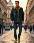 Valmont Winter-Weight Denim Jacket - Blue