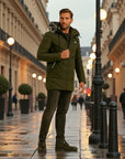 Valmont Insulated Black Hooded Parka - Green