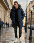 Parka isolato con cappuccio nero Valmont - Navy