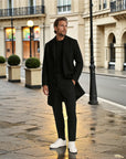 Leclair Tailored Cotton Blend Overcoat - Black