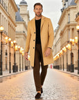 Leclair Tailored Cotton Blend Overcoat - Khaki
