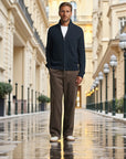 Montclair Knitted Zip Ribbed Cardigan - Black