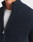 Montclair Knitted Zip Ribbed Cardigan - Black