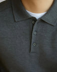 Cambridge Wool Polo Knit Sweater - Gray
